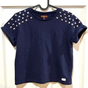 {7 for all Mankind} Girls' Navy Blue Studded Top Size L 10-12